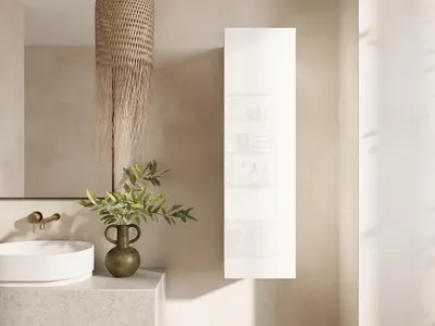 Produktbild von PLATAN ROOM Hängeschrank 105 cm hoch Wandschrank für Wohnzimmer Vitrinenschrank Hochschrank in Hochglanz