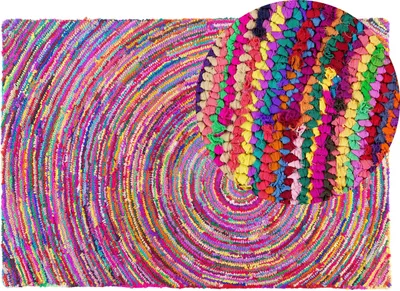 Obrázok produktu pre BELIANI Koberec viacfarebný s bavlnou 140 x 200 cm obdĺžnikový abstraktný vzor ručne tkaný boho štýl