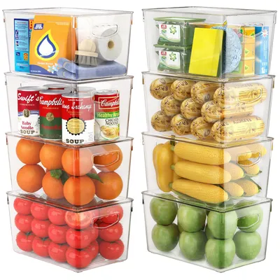 Produktbild von Set aus 8 Stapelbaren Aufbewahrungsboxen mit Deckel, Transparent