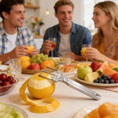 Produktbild von Wassermelonenschneider aus Edelstahl, Mehrzweckwerkzeug zum Schneiden von Obst und Wassermelonen für Zuhause, Küche, Restaurant, Camping und Picknick