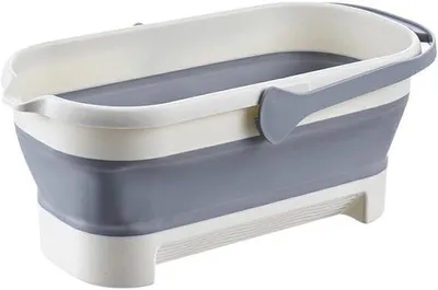 Produktbild von Famanu Faltbare Plastikeimer mit Griff - Multifunktionale Wasserbehälter - Grau
