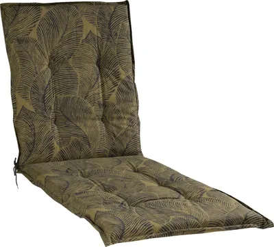 A chaise lounge cushion with a leaf pattern.