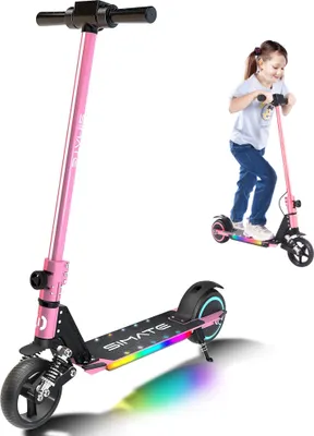 Produktbild von Elektroscooter S5 Rosa Für Kinder mit LED-Lichtern und Federdämpfung, Klappbar Elektroroller 14KM/H, E Roller Geschenk für Kinder und Jugendliche