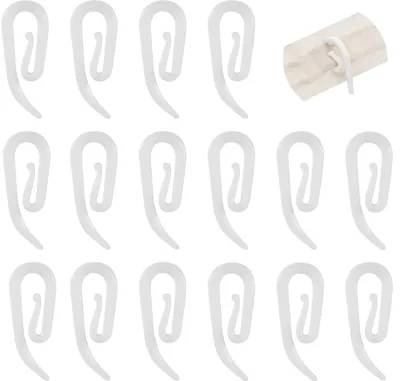 Image de Crochets à rideaux en plastique – Crochets pour rideaux de porte et de fenêtre, blancs, 50 pièces
