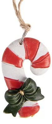 Imagen del producto de Adorno navideño de Clayre & Eef, forma de bastón de caramelo, 3x1x5 cm, color rojo, plástico