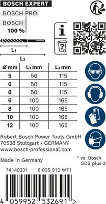 Produktbild von EXPERT SDS plus-7X Hammerbohrer-Set, D= 5/6/6/8/8/10/12 mm, 7-tlg.