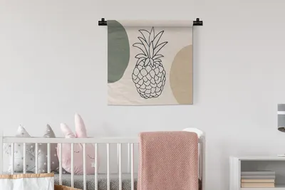 Produktbild von MuchoWow® Wandteppich Wandbehang Obst - Pastell - Ananas 60x60 cm Tapisserie Dekoration Wandtuch - Dekorationen - Wand Decke