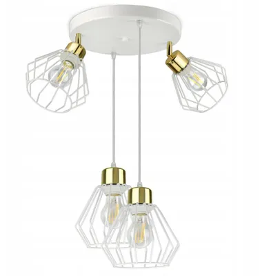 Produktbild von Luxolar Led Pendelleuchte 2 flammig & 2 flammig Schwenkbar - aus Metal Draht Weiß-Gold im Edison-Stil E27 60W