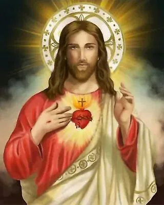 Produktbild von 50x40 cm Malen nach zahlen Set mit Holzrahmen Jesus Christus