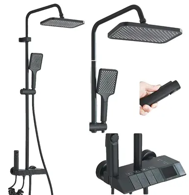 Produktbild von Duschsystem, Wandmontage, hydroelektronisches Digitaldisplay, Schwarz