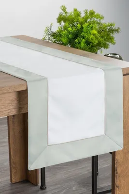 Produktbild von EUROFIRANY | Tischläufer - 40 x 180 cm - beige-grünes Tischtuch - Rüsche