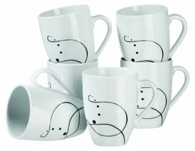 Image de Domestic 922221 'Chanson' Tasse à café, 310ml, blanc (set de 6)