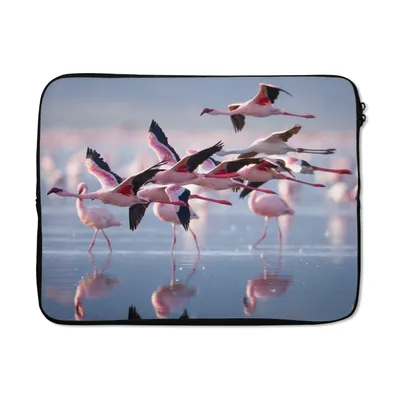 Produktbild von MuchoWow® Laptop Hülle 17 Zoll Laptoptasche Flamingo - Vogel - Wasser - Rosa - Zipper - Schutzabdeckung