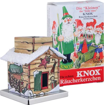 Produktbild von KNOX - Mini Räucherhaus - The Little One - Sauna - mit Räucherkerzen Bunte Mischung - 24 Stück - Größe S (Klein)