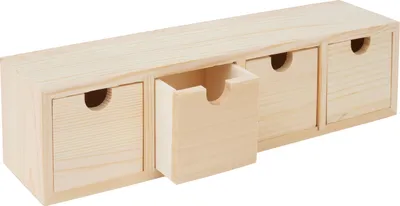 Produktbild von VBS Schubladenbox mit 4 Schüben, Kiefernholz, ca. 31 x 8 x 8 cm