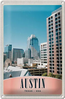 Produktbild von Blechschild Reise 20x30cm Austin Texas Amerika Hochhaus Gebäude
