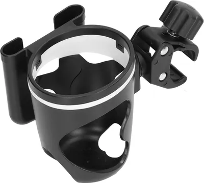 Produktbild von Getränkehalter für Kinderwagen, verhindert Verrutschen, verstellbar, um 360 Grad drehbar, universelles 2-in-1-Getränkeregal mit Clip