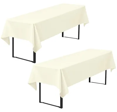Produktbild von Biertischdecke 2er-Pack Beige 260 x 110 cm Polyester Waschbar
