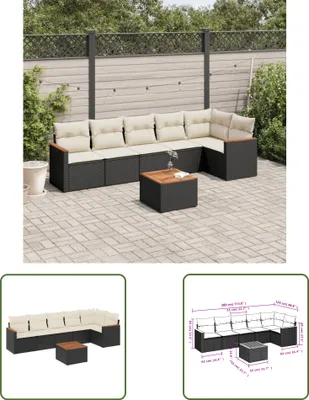 Produktbild von The Living Store 7-tlg. Garten-Sofagarnitur mit Kissen Schwarz Poly Rattan