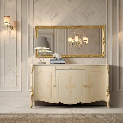 Produktbild von Sideboard Spiegel Anrichte Sideboard Holz Design Möbel Stil Kommode Set 2tlg.