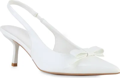 Produktbild von VAN HILL Damen Slingpumps Pumps Spitze Stiletto Schleifen Schuhe 841587, Farbe: Weiß, Größe: 37