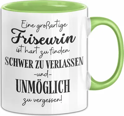 Produktbild von Friseurin Abschied Geschenk Tasse Abschiedsgeschenk für Friseurin Hart Zu Finden Schwer Zu Verlassen (Grün)