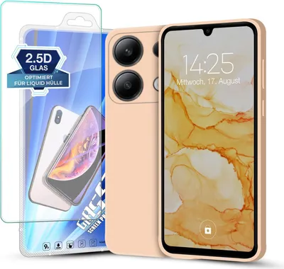 A phone case and screen protector are displayed together against a white background.