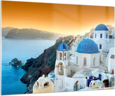 Produktbild von Bilder auf glas - Santorini Griechenland Urlaub Insel - 100x70cm - Glasbilder - Wandbilder - Kunstdruck - Wanddekoration aus Glas - Glas Bilder - Wandbild auf Glas - GAA100x70-2529