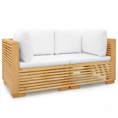 Produktbild von vidaXL Garten-Ecksofas mit Kissen 2 Stk. Massivholz Teak