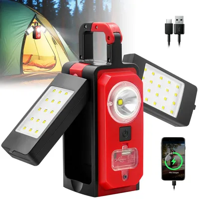 Produktbild von Camping Lampe mit Magnet und Haken,LED Outdoor Lampe mit 4 Lichtmodi, Powerbank Campingleuchte, 4400mAh Akku Zeltlampe, USB-C, Wasserdicht