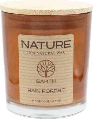 Produktbild von NATURE EARTH, Duftkerze im Glas, Rain Forest, 100% NATURAL WAX, 85/70 mm, Brenndauer ca. 25h