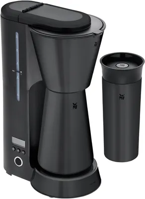 Produktbild von WMF Küchenminis Aroma Filterkaffeemaschine mit Thermoskanne, 870 Watt, Thermobecher to go, kleine Kaffeemaschine to go, Timer, edelstahl schwarz matt