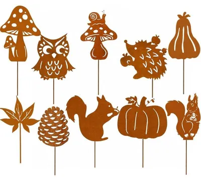 Image de 10 pièces de piquets de jardin avec un aspect rouille automnal