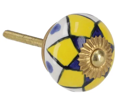 Produktbild von Kleiner Keramik Möbelknopf, Möbelknauf Möbelgriff, Schranktürknöpfe, Möbelknöpfe, Schubladengriff - Modell 65, Mehrfarbig, 3*3*6,5 cm, Möbelknöpfe