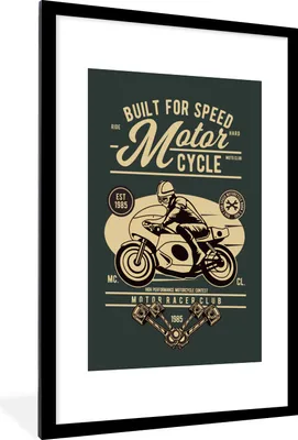 Produktbild von MuchoWow® MuchoWow® Gerahmtes Poster Mancave - Motorrad - Rennen - Vintage 60x90 cm - Poster mit zchwarzem Bilderrahmen - Dekoration - Wandposter Wohnzimmer - Hochwertig
