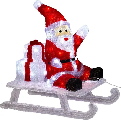 Produktbild von Nikolaus auf dem Schlitten mit LED-Beleuchtung, Außendekoration, 60 LEDs, 49 x 25 x 48 cm