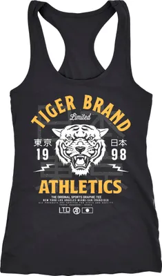 Produktbild von Cooles Damen Tank-Top Tiger Brand Tokyo Supply Japan Athletic Sport Muskelshirt Muscle Shirt Neverless® schwarz-gelb S