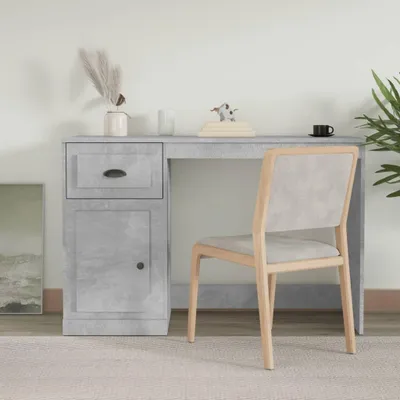 Produktbild von vidaXL Schreibtisch mit Schublade Betongrau 115x50x75 cm Holzwerkstoff