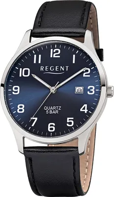 Produktbild von Regent Herren-Armbanduhr schwarz Analog F-1240 Leder-Armband D2UR1113409