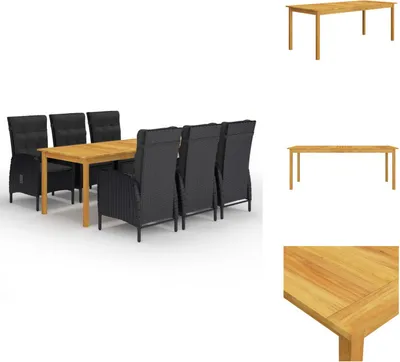 Produktbild von vidaXL 7-tlg. Garten-Essgruppe Schwarz -  Gartenmöbel-Sets