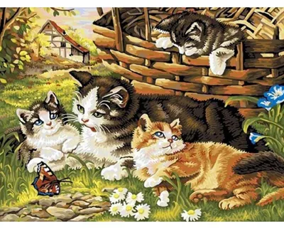 Imagen del producto de Mosaico De Diamantes, Familia De Gatos, Arte En Punto De Cruz, 30X40 Cm
