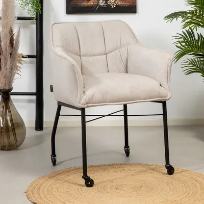 Produktbild von Bronx71 Esszimmerstuhl Mace Cord mit Rollen beige