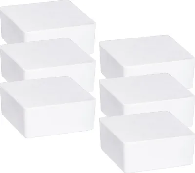 Six white cubic dehumidifier refills are arranged in two columns on a white background.
