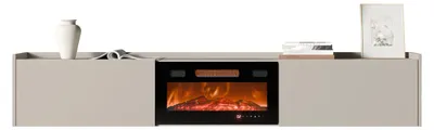 Produktbild von MIRJAN24 TV-Lowboard Arigato mit Kamin, TV-Schrank mit zwei Klappe, Realistische LED-Flamme (Farbe: Cashmere)