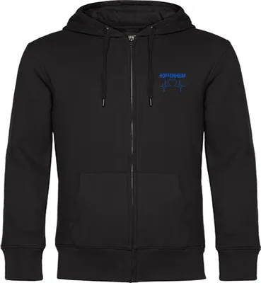 Produktbild von multifanshop Kapuzen Sweatshirt Jacke - Hoffenheim - Herzschlag, schwarz, Größe S