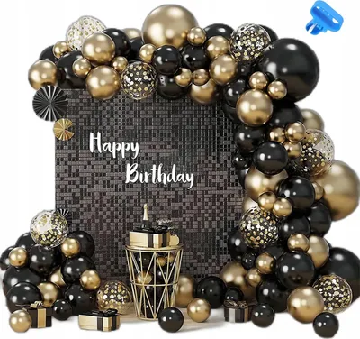 Produktbild von Goldene Ballondekoration, Robuste Ballons, Schwarz-Goldene Girlande, Dekorationen Für Partys, Xxl