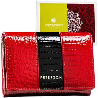 Obrázek produktu pro Peterson dámská peněženka RFID přírodní lakovaná kůže červená 12,5x9 cm