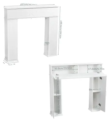 Image de Console de cheminée, espace de rangement dissimulé, design peu encombrant, blanc