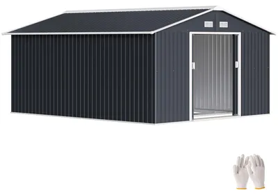 Produktbild von Outsunny Gerätehaus Geräteschuppen Gartenhaus Schuppen Metall Kohlegrau