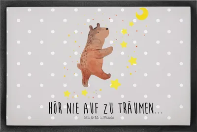 Produktbild von Mr. & Mrs. Panda fußmatte Bär Träume 50 x 75 cm - Grau Pastell - Geschenk, Schmutzmatte, Traumdeutung, Schmutzfangmatte, Träumen, Teddy, Traum, bodenmatte, Bodenvorleger